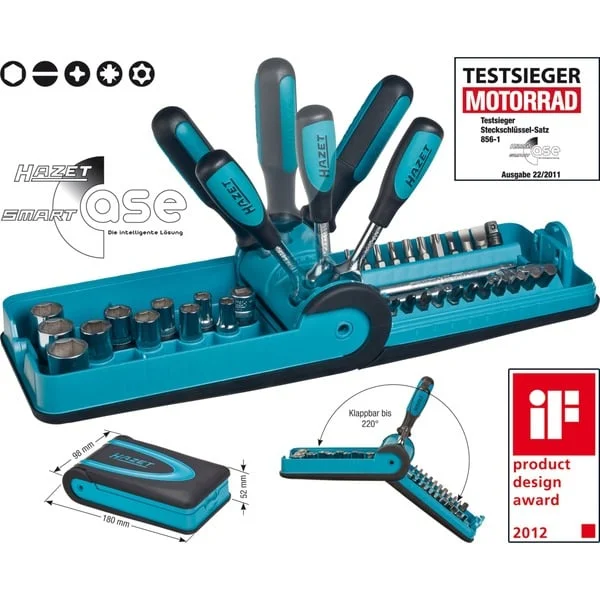 Hazet Steckschlüssel Satz 856-1, 1/4", Werkzeug-Set (im ergonomischen SmartCase)
