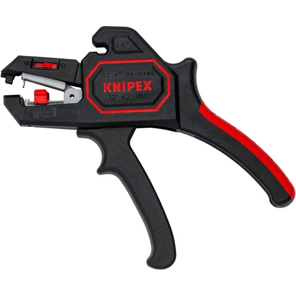 KNIPEX Automatische Abisolier-Zange 12 62 180 (schwarz/rot, integrierter Drahtschneider)