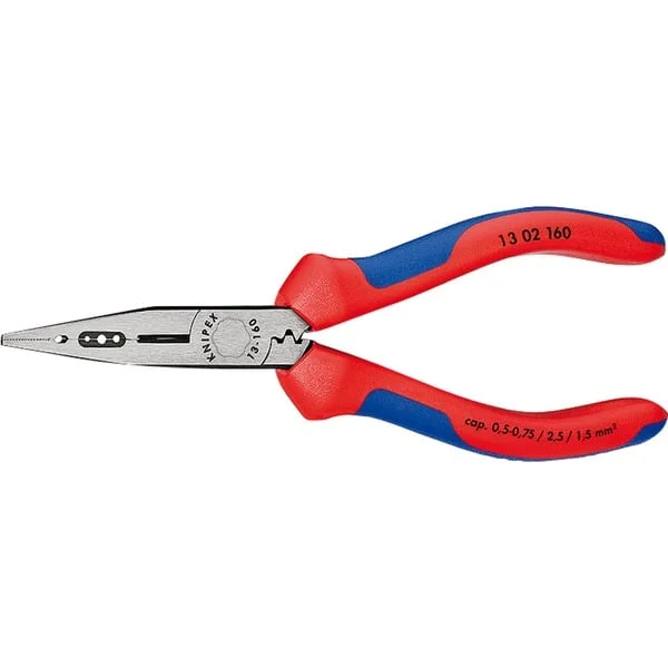 KNIPEX Verdrahtungszange 13 02 160 (rot/blau, Länge 160mm, Crimpen 0,5 bis 2,5mm²)