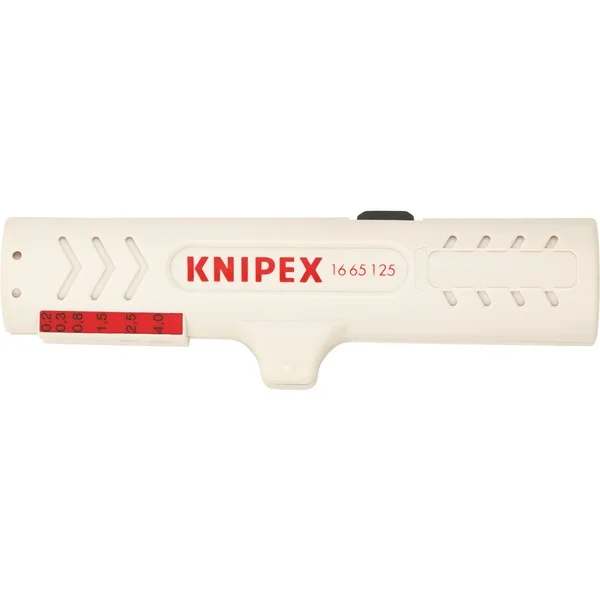 KNIPEX Abmantelungswerkzeug für Datenkabel 16 65 125 SB, Abisolier-/ Abmantelungswerkzeug (Befestigungsclip, Öffnungsfeder und Sperrklinke)