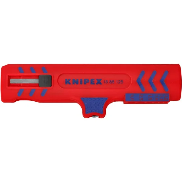 KNIPEX Universal-Abisolier-/ Abmantelungswerkzeug 16 85 125 SB (rot/blau, für Rund- und Feuchtraumkabel)