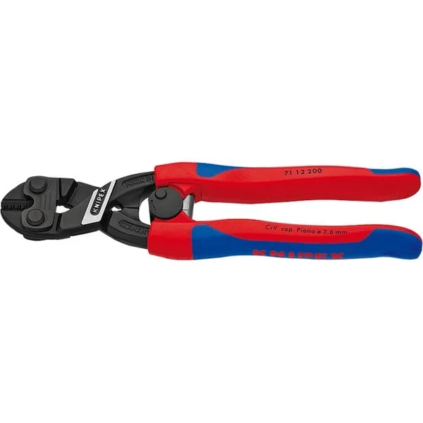 KNIPEX Kompakt-Bolzenschneider CoBolt 71 12 200 , Schneid-Zange (mit Öffnungsfeder und Verriegelung)