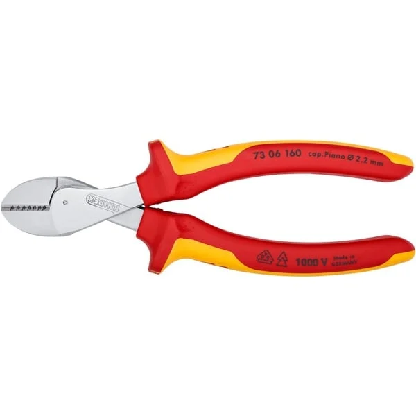 KNIPEX X-Cut Kompakt-Seitenschneider 73 06 160, VDE, Schneid-Zange (gelb, doppelt gelagerte Gelenkachse)
