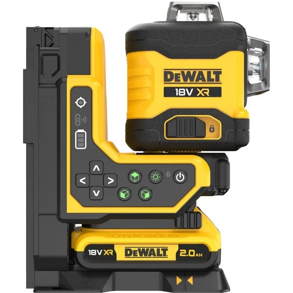 DEWALT Akku-Multilinienlaser 3x360° DCLE34035D1, 18Volt, mit Fernbedienung, Kreuzlinienlaser (schwarz/gelb, mit grünen Laserlinien, XR Li-Ionen-Akku 2,0Ah, T-STAK Box)
