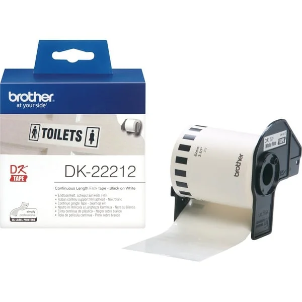Brother Endlos-Etikett (Film) DK-22212, Schriftband (62 mm, weiß)