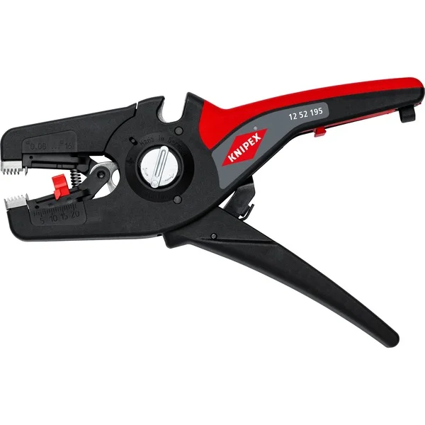 KNIPEX Automatische Abisolierzange PreciStrip16, Abisolier-Zange (schwarz/rot, integrierter Drahtschneider)