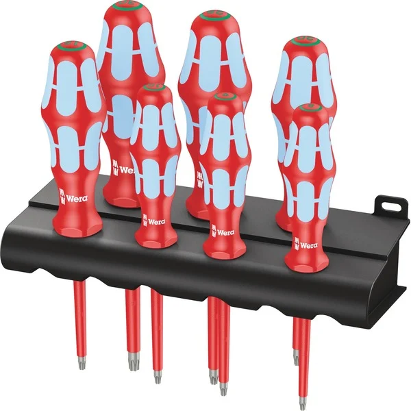 Wera 3167 i/7 Sechsrund Schraubendrehersatz, Edelstahl + Rack (rot/blau, 7-teilig)
