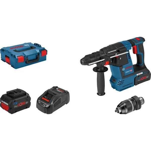 Bosch Professional Akku-Bohrhammer GBH 18V-26 F Professional, 18Volt (blau/schwarz, 2x Akku ProCORE18V 5,5Ah, L-BOXX)