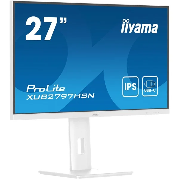 iiyama ProLite XUB2797HSN-W2, LED-Monitor (68.5 cm (27 Zoll), weiß (matt), FullHD, IPS, USB-C, RJ-45, 100Hz Panel)