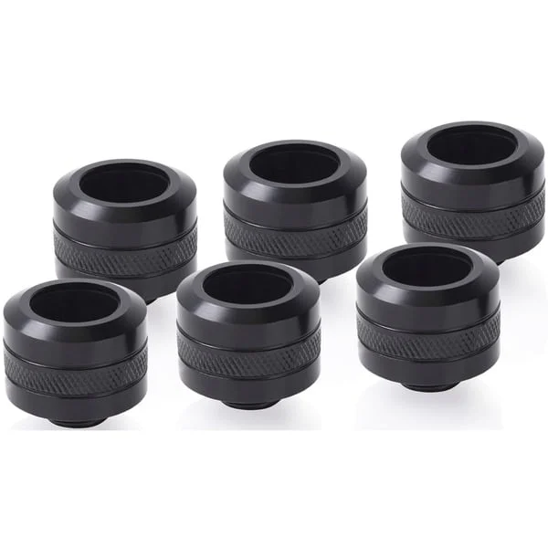 Alphacool Eiszapfen PRO 16mm HardTube Fitting G1/4 - Deep Black Sixpack, Verbindung (schwarz, 6 Stück)