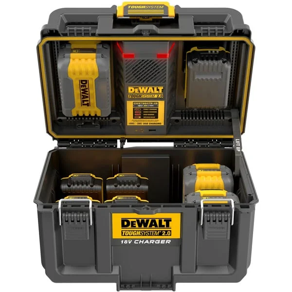 DEWALT ToughSystem 2.0 Charger Box DWST83471, Ladestation (schwarz, Gleichzeitiges Laden von 2 18Volt XR / 54Volt FLEXVOLT Akkus)