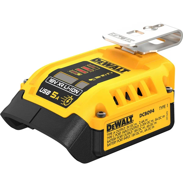 DEWALT Kombi-Ladegerät DCB094K, mit Powerbank-Funktion (schwarz/gelb, für alle 18 Volt XR und 54 Volt XR FLEXVOLT Akkus)