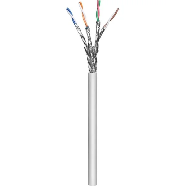 goobay Patchkabel CAT6a S/FTP (grau, 50 Meter, ohne Stecker)