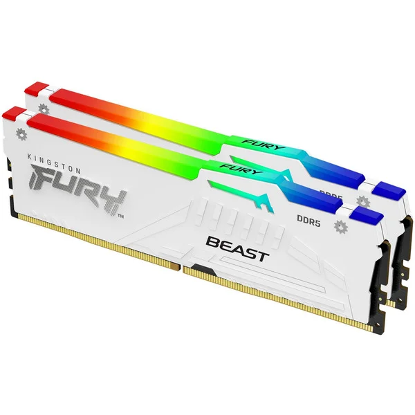 Kingston FURY DIMM 16 GB DDR5-5200 (2x 8 GB) Dual-Kit, Arbeitsspeicher (weiß, KF552C40BWAK2-16, Beast RGB, INTEL XMP)