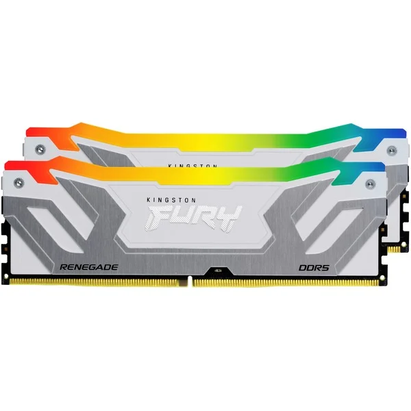 Kingston FURY CU-DIMM 48 GB DDR5-8400 (2x 24 GB) Dual-Kit, Arbeitsspeicher (silber/weiß, KF584CU40RWAK2-48, FURY Renegade RGB, INTEL XMP)