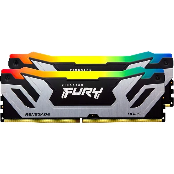 Kingston FURY CU-DIMM 48 GB DDR5-8400 (2x 24 GB) Dual-Kit, Arbeitsspeicher (silber/schwarz, KF584CU40RSAK2-48, FURY Renegade RGB, INTEL XMP)
