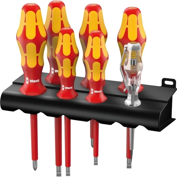 Wera Schraubendreher Satz 160i/7, VDE (rot/gelb, KraftformPlus, Lasertip, Spannungsprüfer)