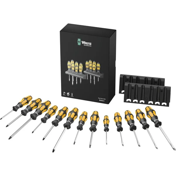 Wera Schraubendreher Satz Big Pack 900 (schwarz/gelb, Kraftform-Griff, Schlagkappe)
