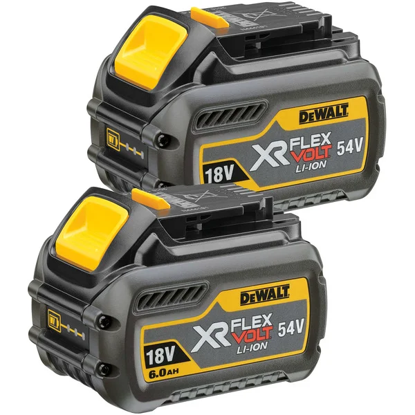 DEWALT XR FLEXVOLT Akku-Starterkit DCB546T2, 54Volt (gelb/schwarz, 2 Stück, 54Volt 2Ah oder 18Volt 6Ah)