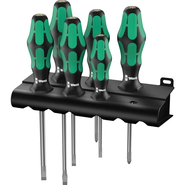 Wera Schraubendreher Satz 334/6 (schwarz/grün, Kraftform Plus, Lasertip)