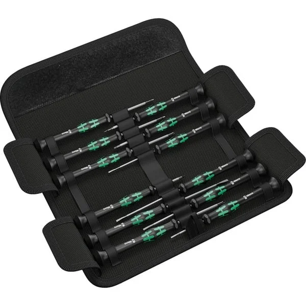 Wera Kraftform Micro-Set/12 SB 1, Schraubendreher (schwarz/grün, Elektroniker-Schraubendrehersatz)