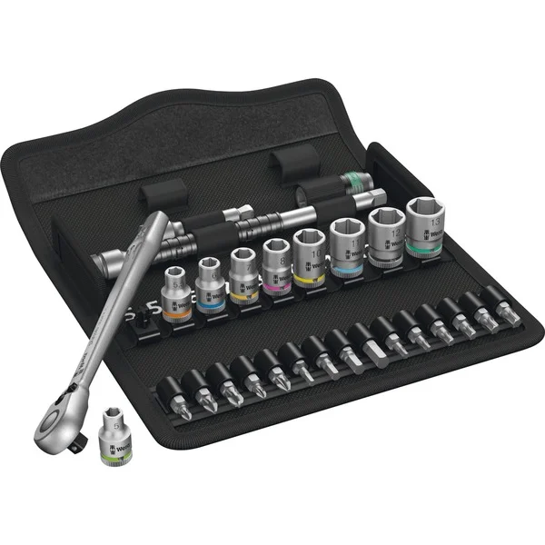 Wera Zyklop Metal-Knarrensatz 8100 SA 8, Werkzeug-Set (28-teilig, mit Umschaltknarre, 1/4")