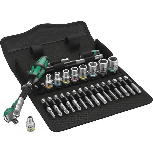 Wera Zyklop Speed-Knarrensatz 8100 SA 6, Werkzeug-Set (Speed-Knarre mit schwenkbarem Kopf, 1/4")