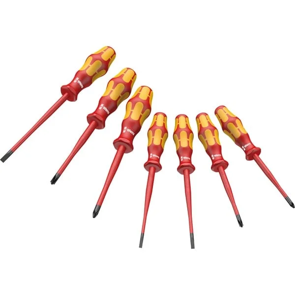 Wera Schraubendreher Satz 160 iSS/7, VDE (rot/gelb, Reduzierter Klingen- u. Griffdurchmesser)
