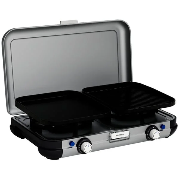 Campingaz Camping Kitchen 2 Grill & Go Caravan, 30 mbar, Gaskocher (grau/schwarz, 2x 2kW, Modell 2025)