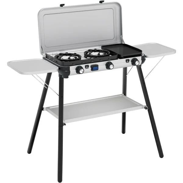 Campingaz Camping Kitchen 2 Multi Cook Plus, Gaskocher (grau, 2 Kochfelder 2x 1,8 kW + Grillplatte 0,9 kW, Modell 2025)