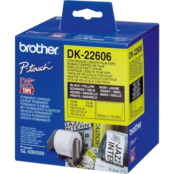 Brother Endlos-Etikett (Film) DK-22606, Schriftband (Gelb)