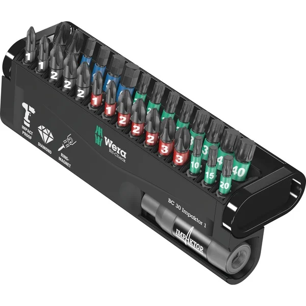 Wera Bit-Satz Bit-Check 30 Impaktor 1, 1/4" (diamantbeschichtet, extrem belastbar)