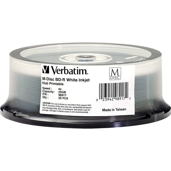 Verbatim M-DISC BD-R 4x 25 GB, Blu-ray-Rohlinge (4-fach, 25 Stück, bedruckbar)