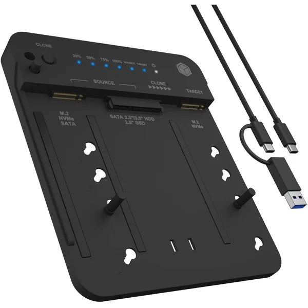 ICY BOX IB-2913MCL-C31, Dockingstation (schwarz, 2,5"/3,5" SATA, M.2 NVMe)