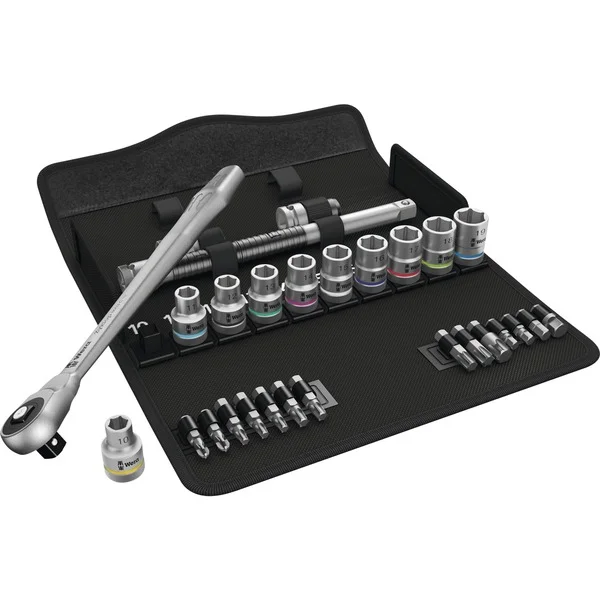 Wera Zyklop Metal-Knarrensatz 8100 SC 7, Werkzeug-Set (Knarre mit Durchsteckvierkant, 1/2")