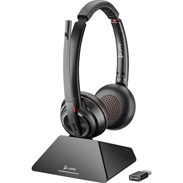 Poly Savi 8220 UC DECT, Headset (schwarz, Stereo, USB-A, USB-C, Microsoft Teams)