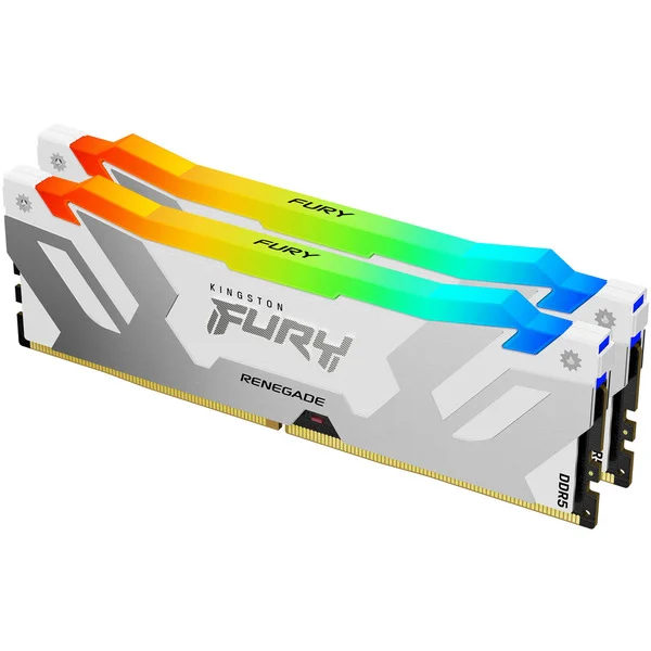 Kingston FURY DIMM 48 GB DDR5-8000 (2x 24 GB) Dual-Kit, Arbeitsspeicher (silber/weiß, KF580C38RWAK2-48, Renegade RGB, INTEL XMP)