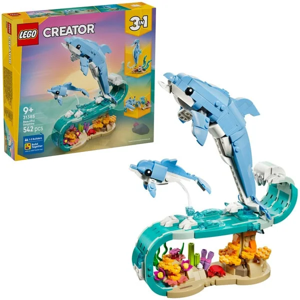 LEGO 31385 Creator 3-in-1 Meerestiere: Wunderschöne Delfine, Konstruktionsspielzeug