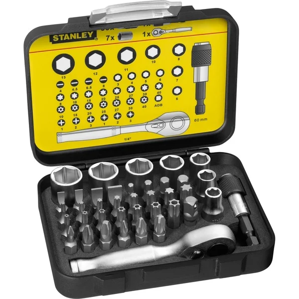 Stanley Bit-Satz 1/4", 39-teilig (schwarz, mit Umschaltknarre)