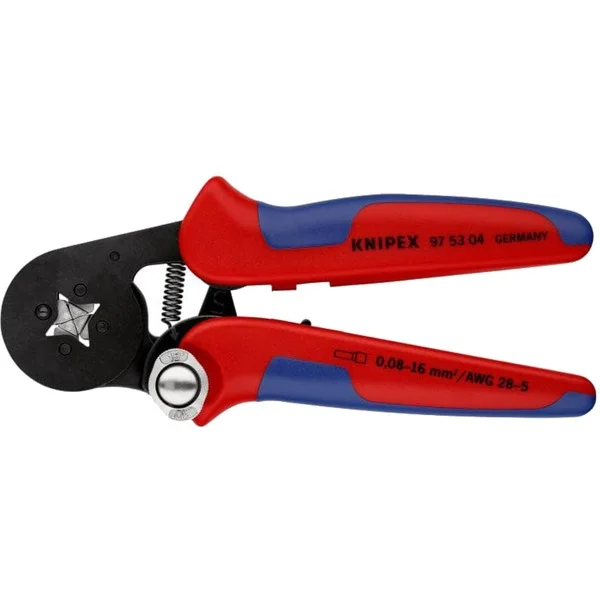 KNIPEX Selbsteinstellende Crimpzange 97 53 04 SB (rot/blau, für Ader-Endhülsen)