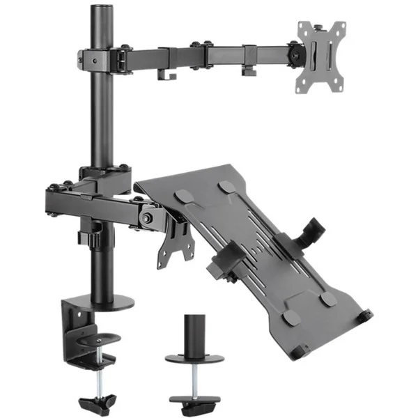 goobay Monitorhalterung mit Laptop-Arm Flex (schwarz, für Monitore von 13" - 32" (33 - 81cm))