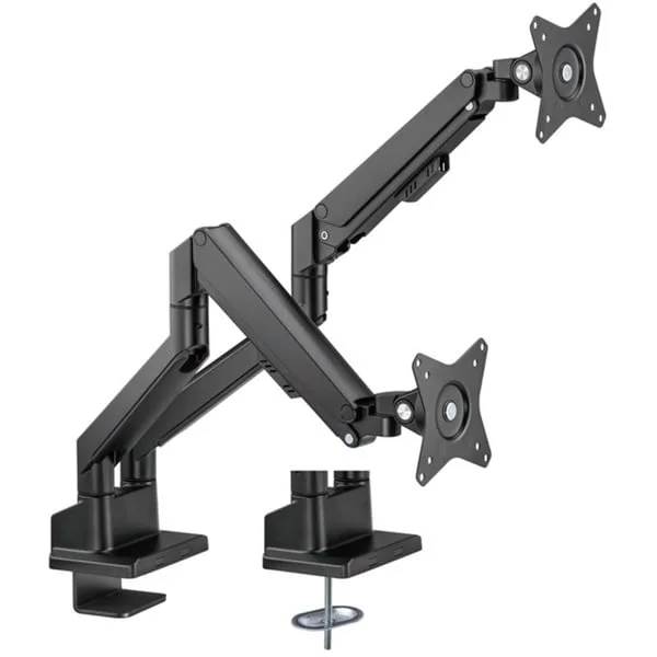 goobay Doppel-Monitorhalterung mit Gasdruckfeder (schwarz, für 2 Monitore von 17" - 32" (43 - 81cm))