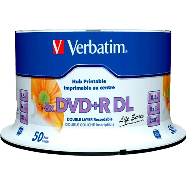 Verbatim DVD+R DL 8,5 GB, DVD-Rohlinge (8fach, 50 Stück, bedruckbar)