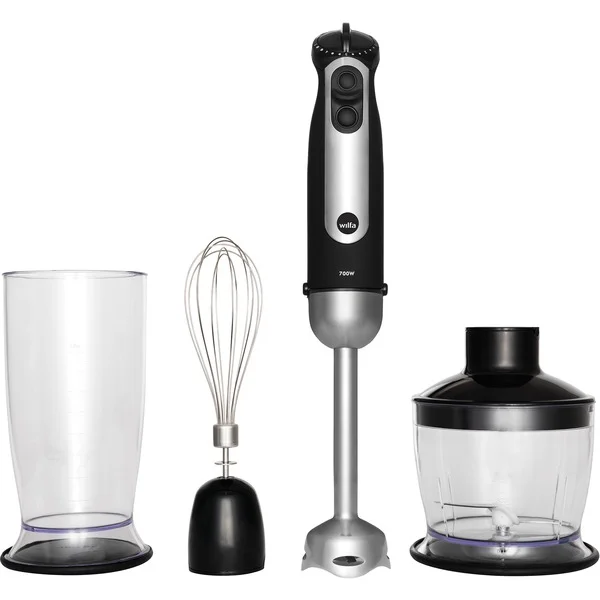Wilfa Stabmixer Essential Power SM-1000FP (schwarz/silber, 1.000 Watt, mit Zerkleinerer)