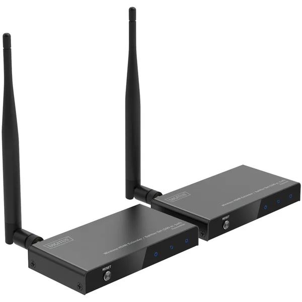 Digitus Wireless Video Extender/Splitter Set HDMI > HDMI, 100 Meter, HDMI Verlängerung (schwarz, Sendeeinheit + Empfängereinheit)