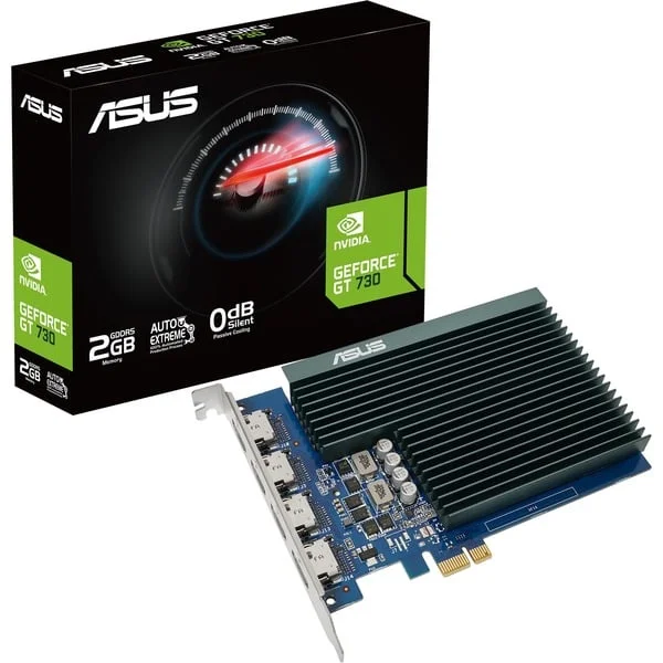 ASUS GeForce GT 730, Grafikkarte (passiv gekühlt, 4x HDMI)