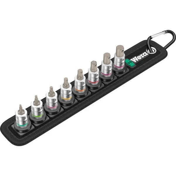 Wera Zyklop Bitnuss-Satz Belt A2 Innensechskant, 8-teilig, Steckschlüssel (schwarz/silber, 1/4"-Antrieb)