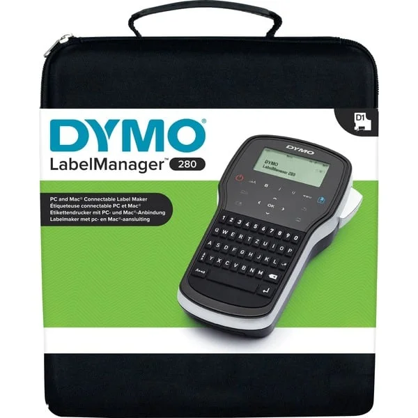 Dymo LabelManager 280 im Koffer, Beschriftungsgerät (schwarz/silber, mit QWERTZ-Tastatur, S0968990)