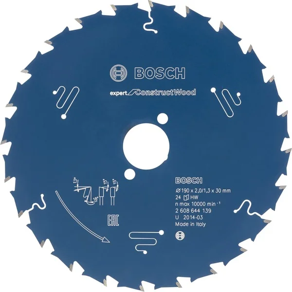 Bosch Professional EXPERT Construct Wood Kreissägeblatt, Ø 165mm, 24Z (Bohrung 20mm, für Handkreissägen)