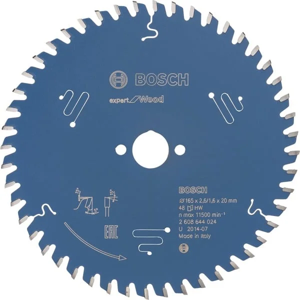 Bosch Professional EXPERT Wood Kreissägeblatt, Ø 165mm, 48Z (Bohrung 20mm, für Handkreissägen)